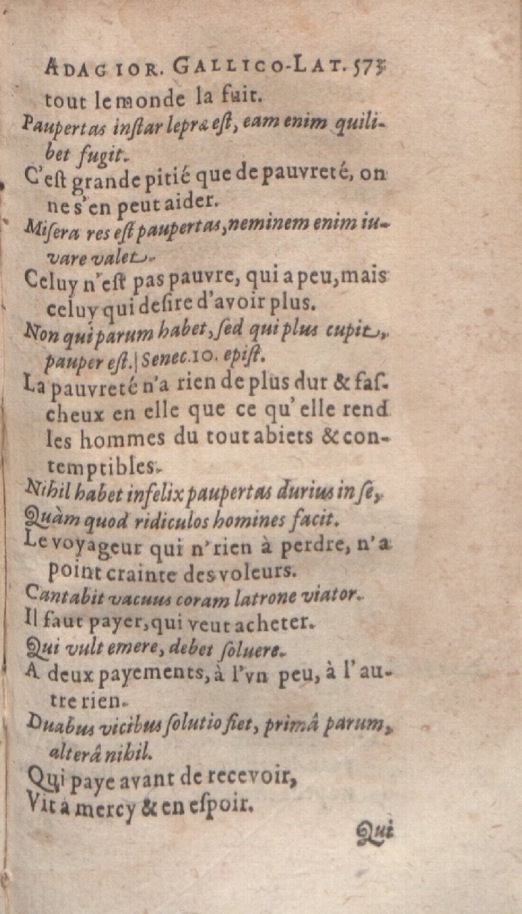 1612 - Dominicus Custos - Trésor des proverbes français  - Bibliopol-Olomuc