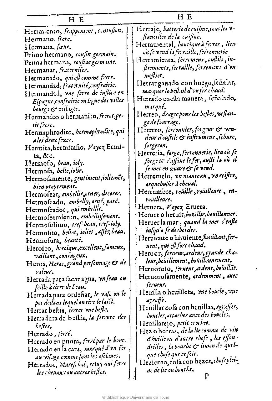 1607 - Marc Orry - Trésor des deux langues espagnole et française (Première et Seconde parties) - BU Tours