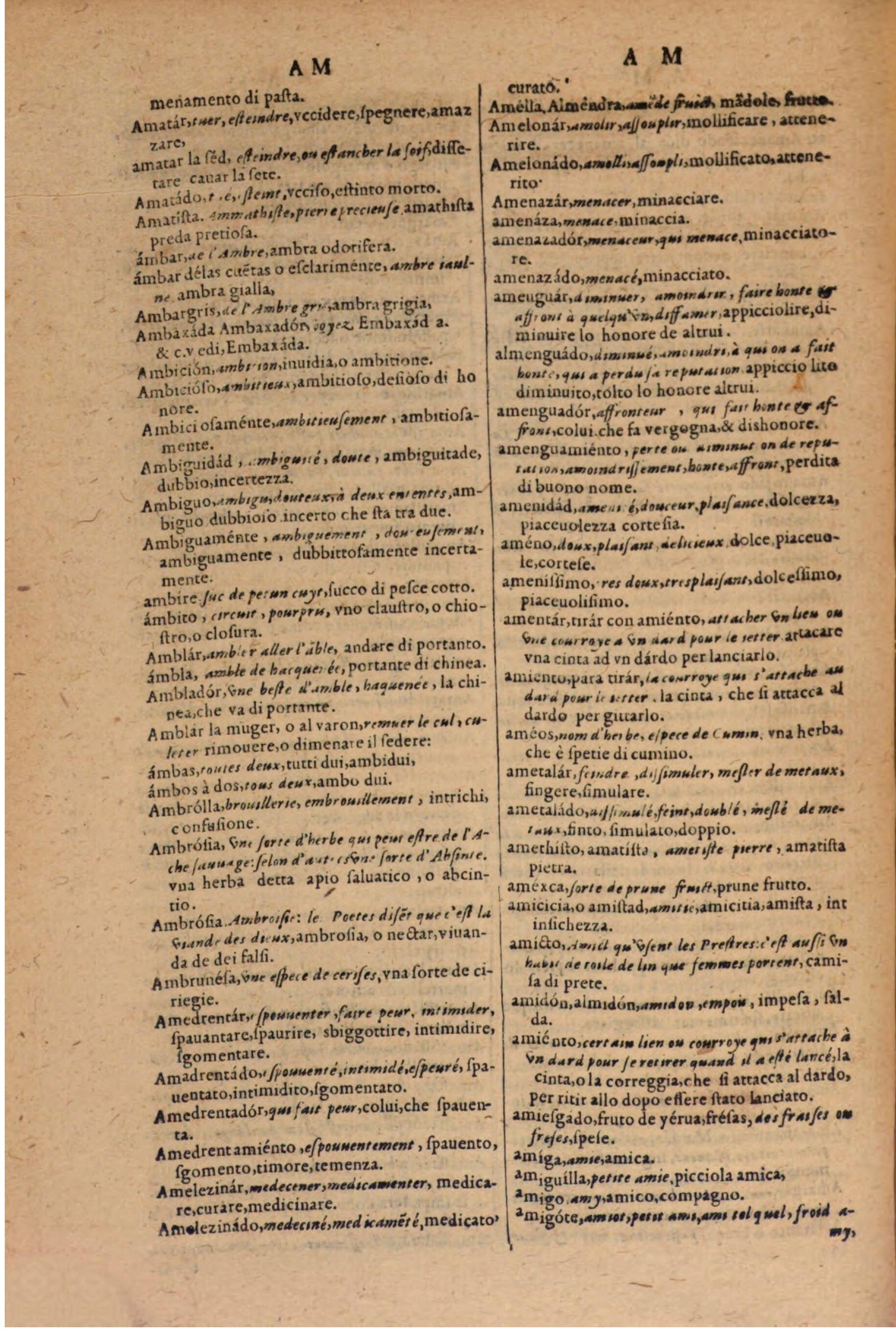 1606 - Samuel Crespin - Thresor des trois langues, francoise, italiene et espagnolle - BSB Munich