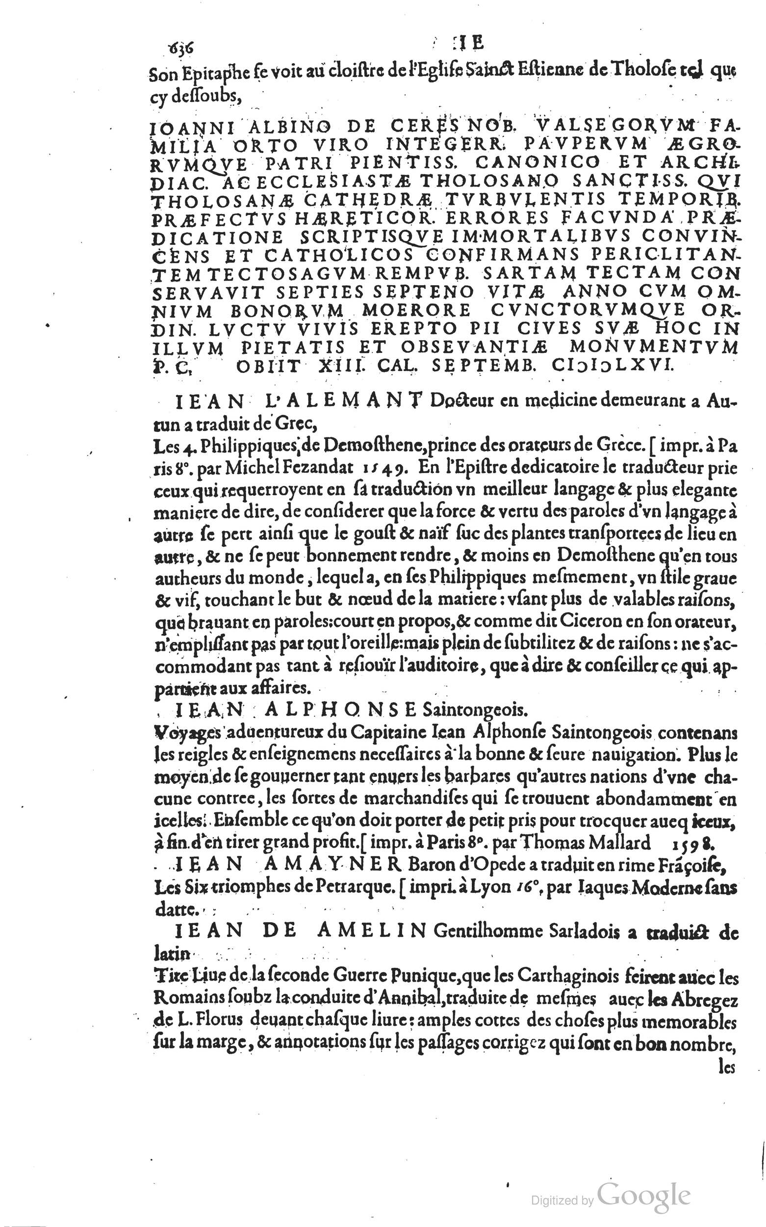 1585 - Barthélemy Honorat - Bibliothèques françaises - BSB Munich