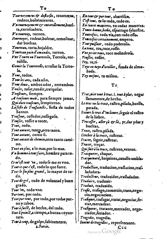 1616 - Veuve Marc Orry - Trésor des deux langues espagnole et française (Première et Seconde parties) - BM Lyon