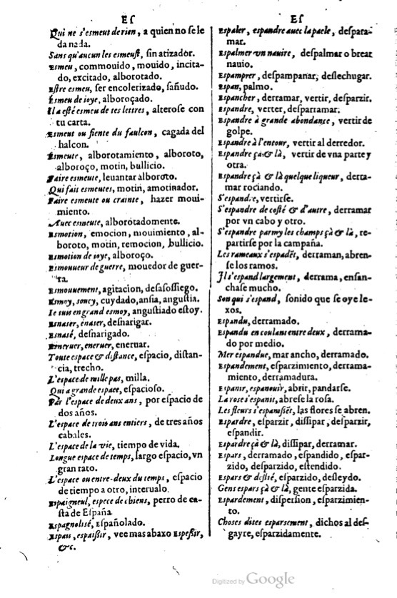 1621 - Adrian Tiffaine - Trésor des deux langues espagnole et française - BM Lyon
