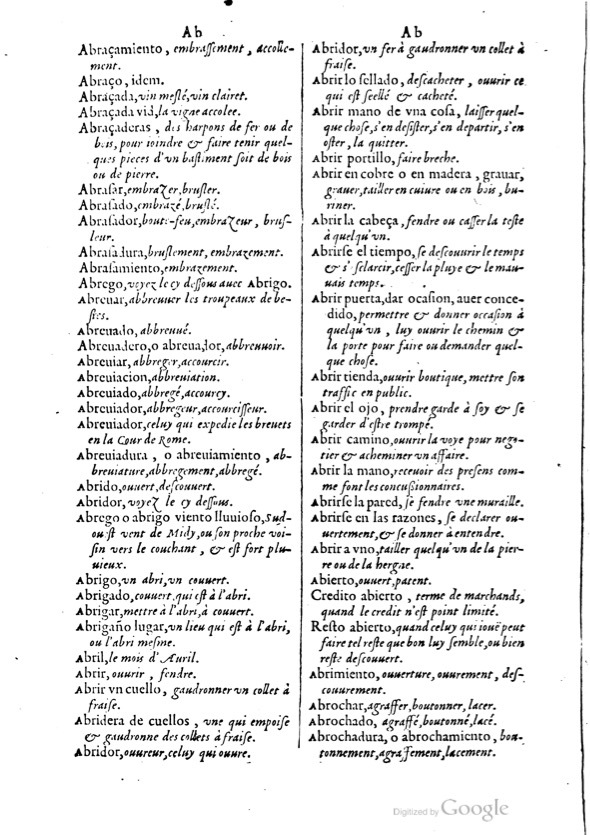 1621 - Adrian Tiffaine - Trésor des deux langues espagnole et française - BM Lyon