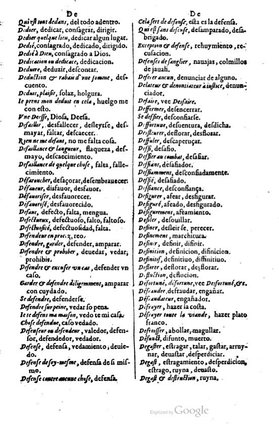 1621 - Adrian Tiffaine - Trésor des deux langues espagnole et française - BM Lyon