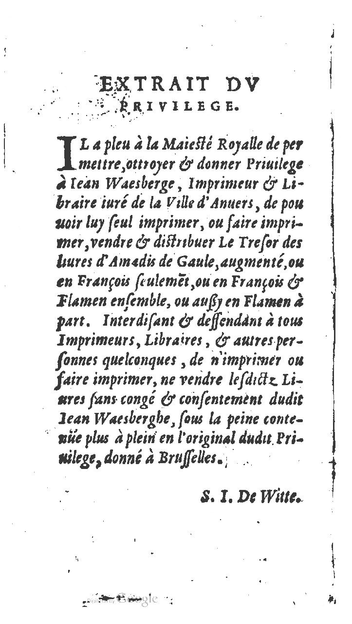 1572 - Jan van Waesberghe - Trésor des Amadis - BNC Rome 1572 - Jan van Waesberghe - Trésor des Amadis - BNC Rome