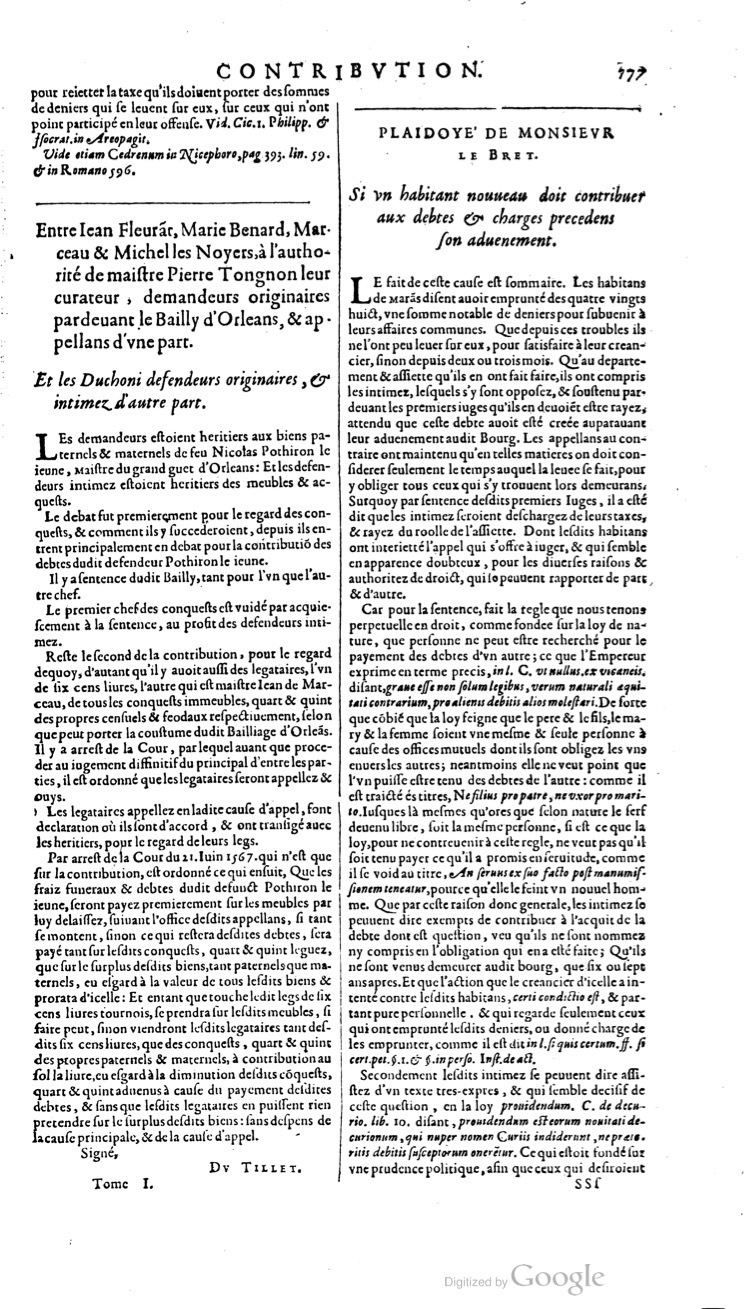 1629 - Veuve Nicolas Buon - Trésor du droit français (21754 T. 1) - BM Lyon