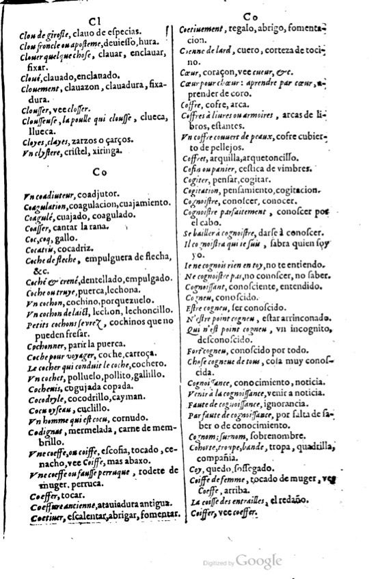 1621 - Adrian Tiffaine - Trésor des deux langues espagnole et française - BM Lyon