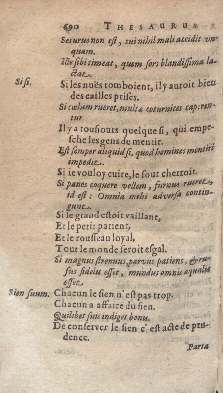 1612 - Dominicus Custos - Trésor des proverbes français  - Bibliopol-Olomuc