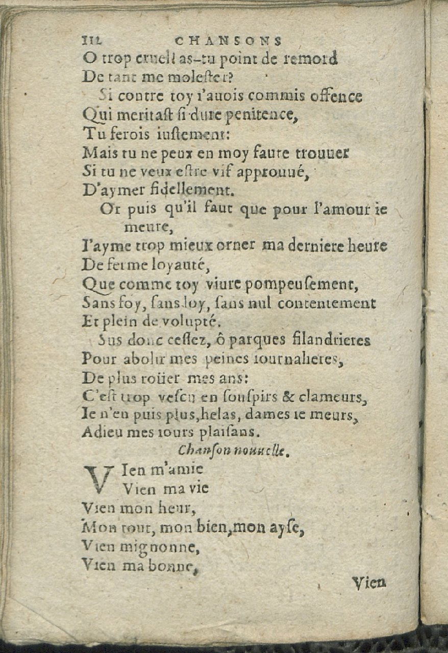 1575 - Pierre Brenouzet - Trésor de tous les recueils de chansons, tant amoureuses, rustiques, que musicales - Det KLG Copenhague