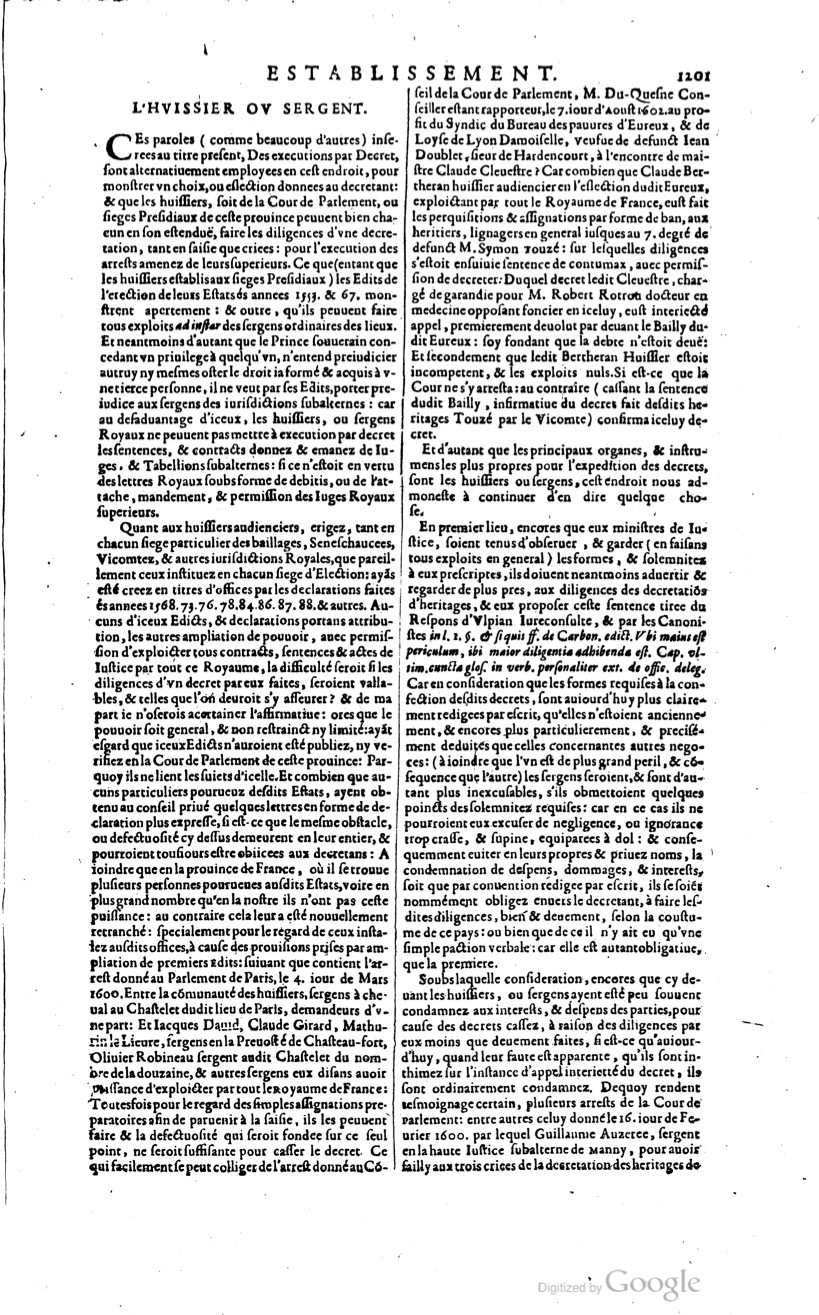 1629 - Veuve Nicolas Buon - Trésor du droit français (29620 T. 1) - BM Lyon