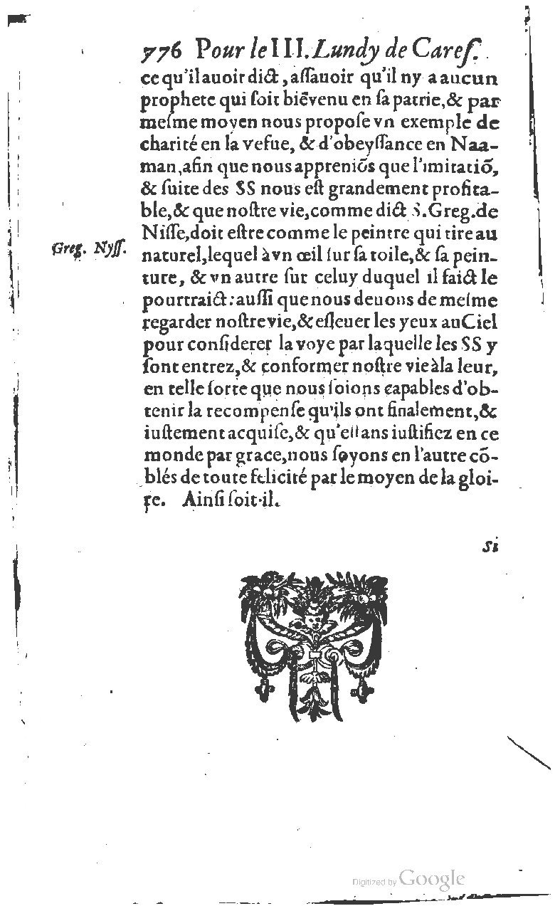 1607 - Nicolas Du Fossé - Trésor quadragésimal - T 01 - BM Lyon