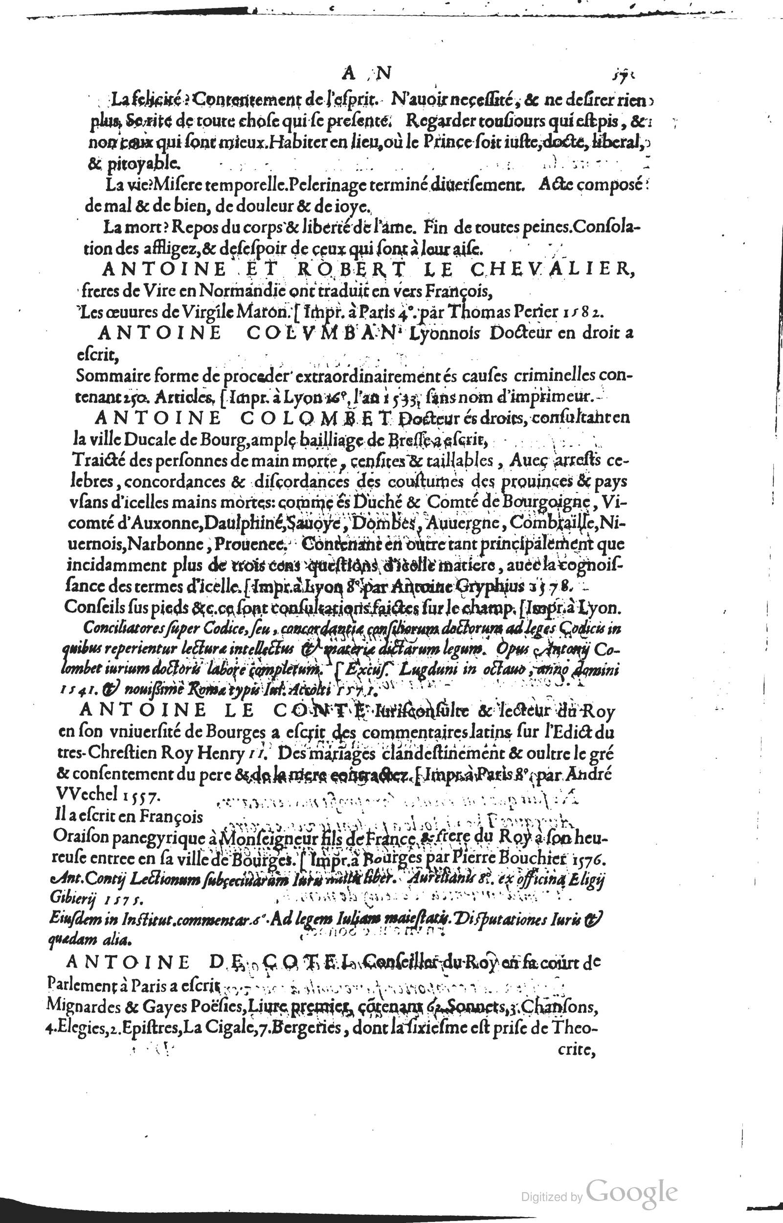 1585 - Barthélemy Honorat - Bibliothèques françaises - BSB Munich