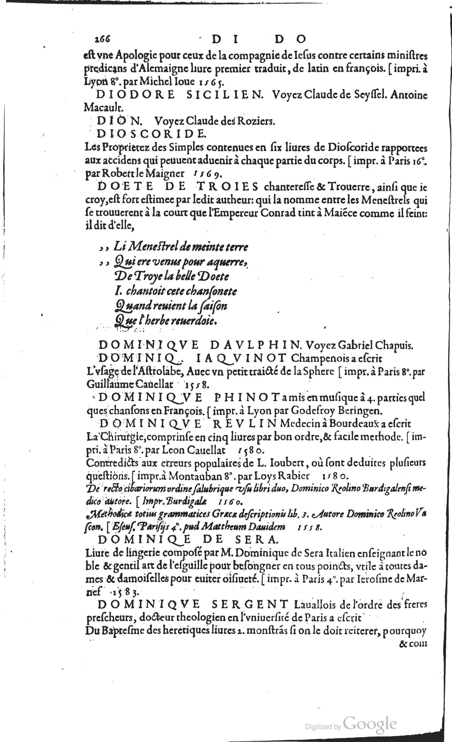 1585 - Barthélemy Honorat - Bibliothèques françaises - BSB Munich
