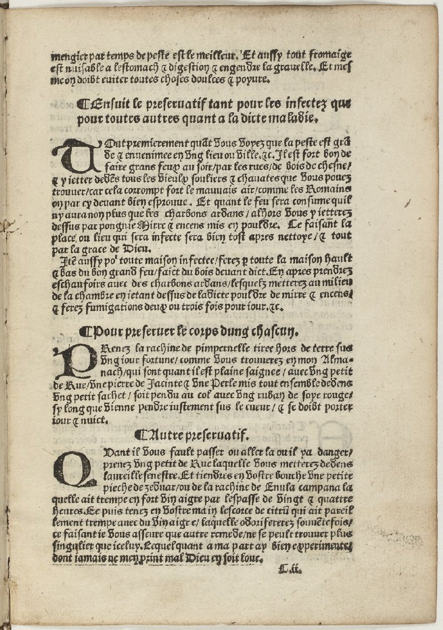 1531 - Martin Lempereur - Trésor du remède préservatif et guérison de la peste - BnF