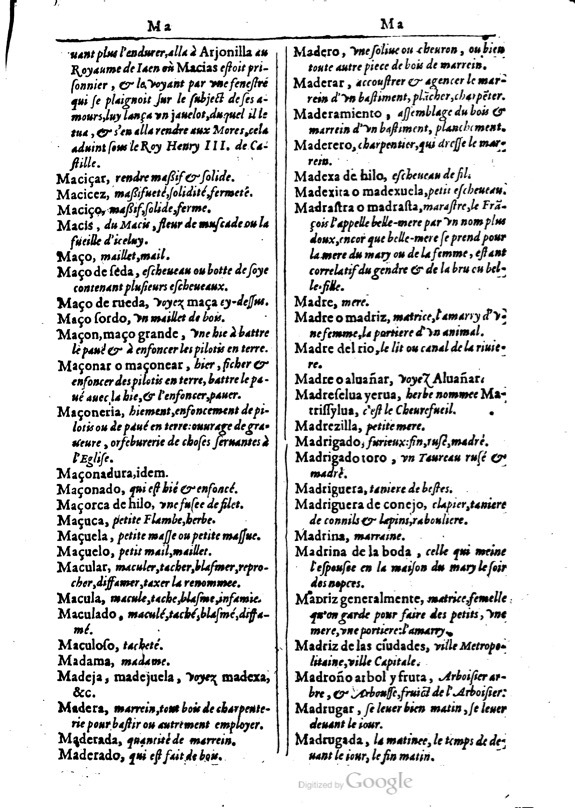 1616 - Veuve Marc Orry - Trésor des deux langues espagnole et française (Première et Seconde parties) - BM Lyon