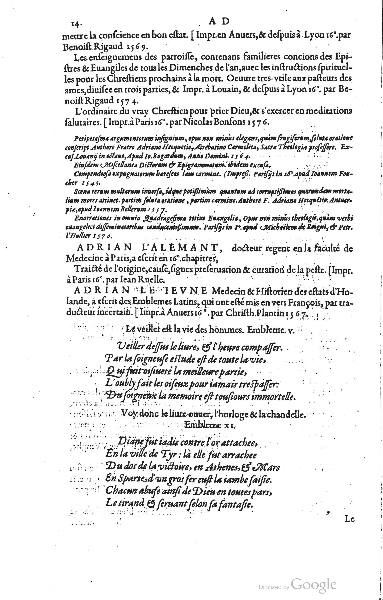 1585 - Barthélemy Honorat - Bibliothèques françaises - BSB Munich