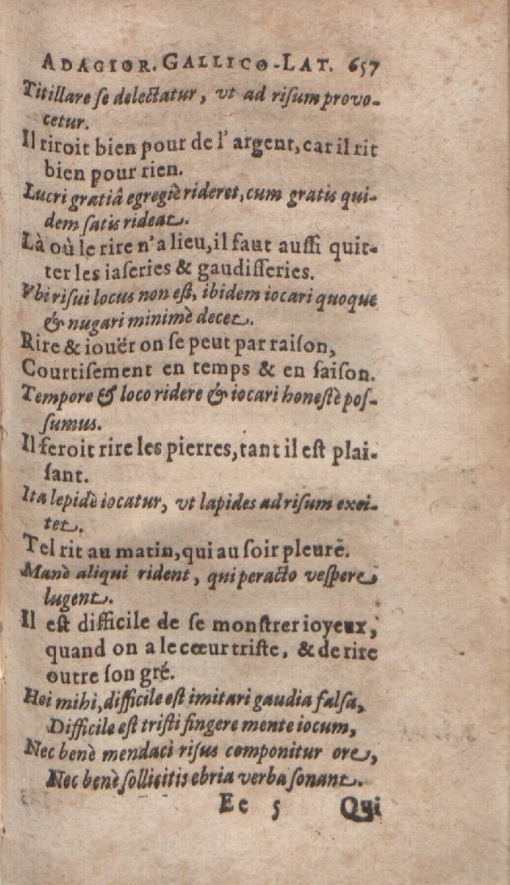 1612 - Dominicus Custos - Trésor des proverbes français  - Bibliopol-Olomuc