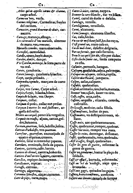 1616 - Veuve Marc Orry - Trésor des deux langues espagnole et française (Première et Seconde parties) - BM Lyon