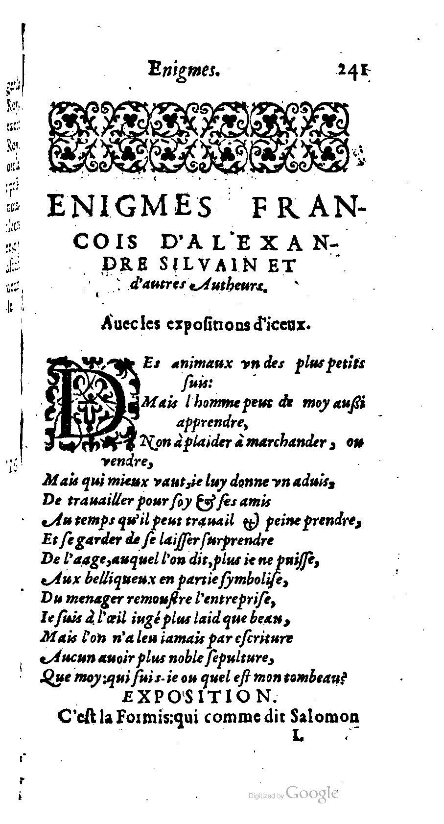 1611 - Romain de Beauvais - Trésor des récréations - BM Lyon
