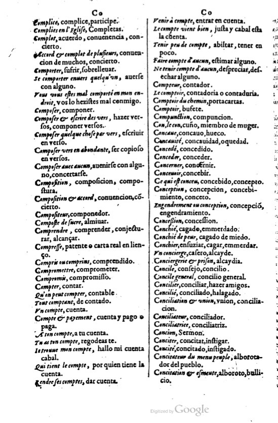 1621 - Adrian Tiffaine - Trésor des deux langues espagnole et française - BM Lyon
