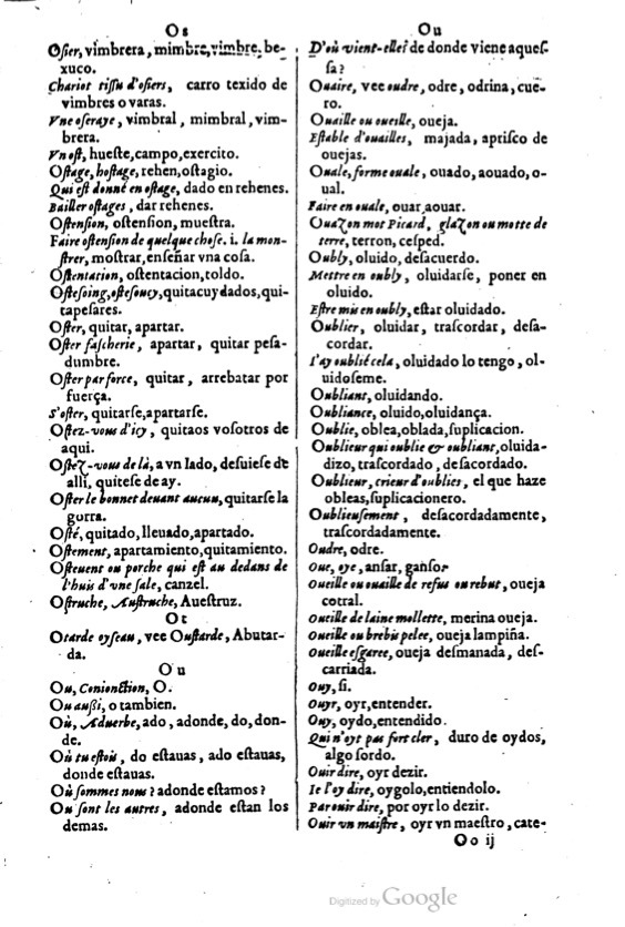 1621 - Adrian Tiffaine - Trésor des deux langues espagnole et française - BM Lyon