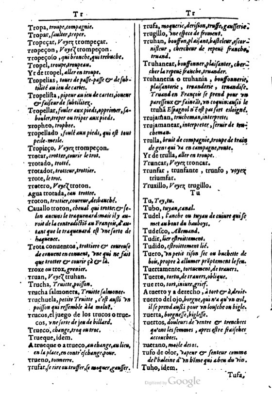 1616 - Veuve Marc Orry - Trésor des deux langues espagnole et française (Première et Seconde parties) - BM Lyon