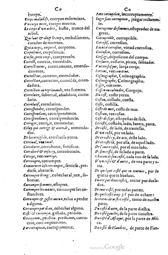 1621 - Adrian Tiffaine - Trésor des deux langues espagnole et française - BM Lyon