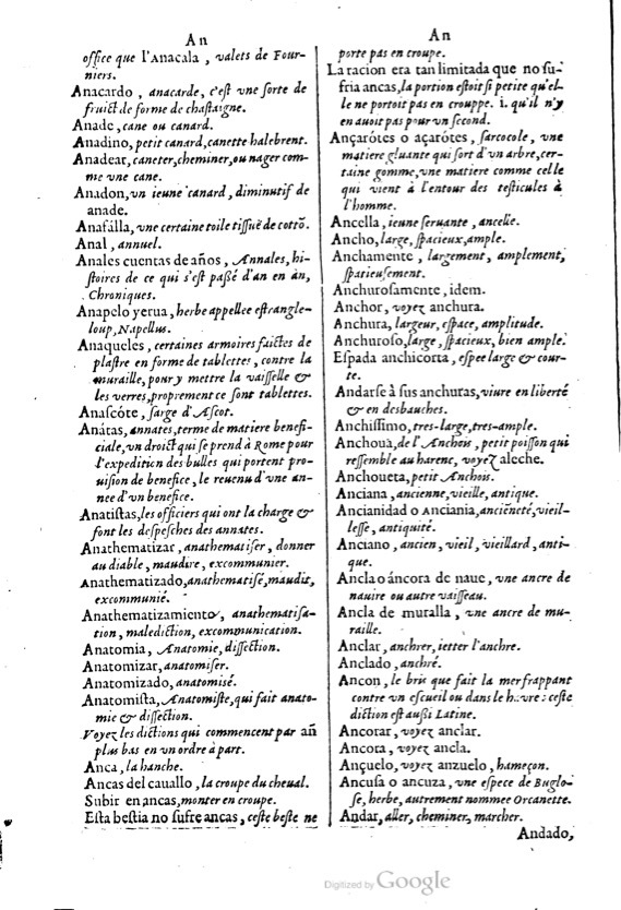 1621 - Adrian Tiffaine - Trésor des deux langues espagnole et française - BM Lyon