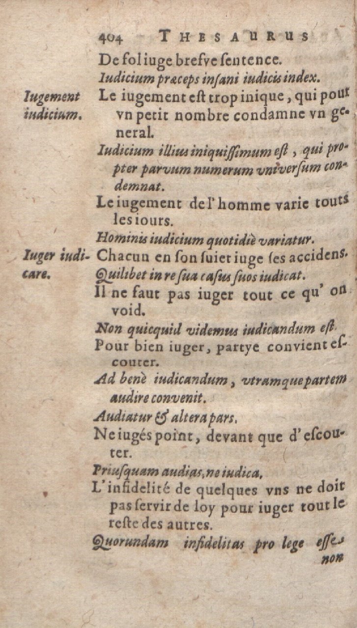 1612 - Dominicus Custos - Trésor des proverbes français  - Bibliopol-Olomuc