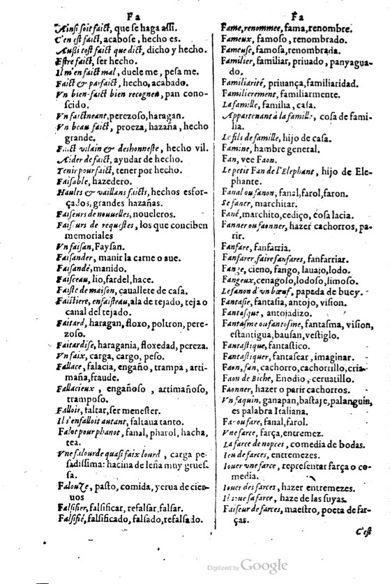 1621 - Adrian Tiffaine - Trésor des deux langues espagnole et française - BM Lyon