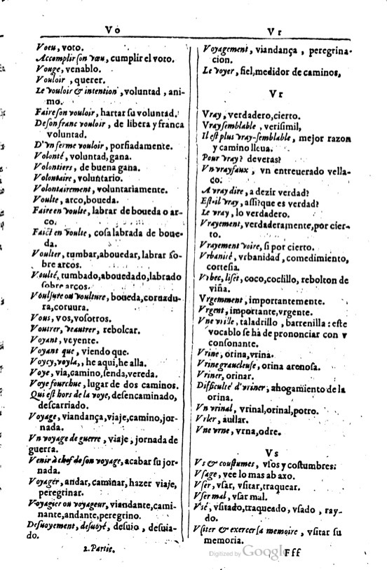 1616 - Veuve Marc Orry - Trésor des deux langues espagnole et française (Première et Seconde parties) - BM Lyon
