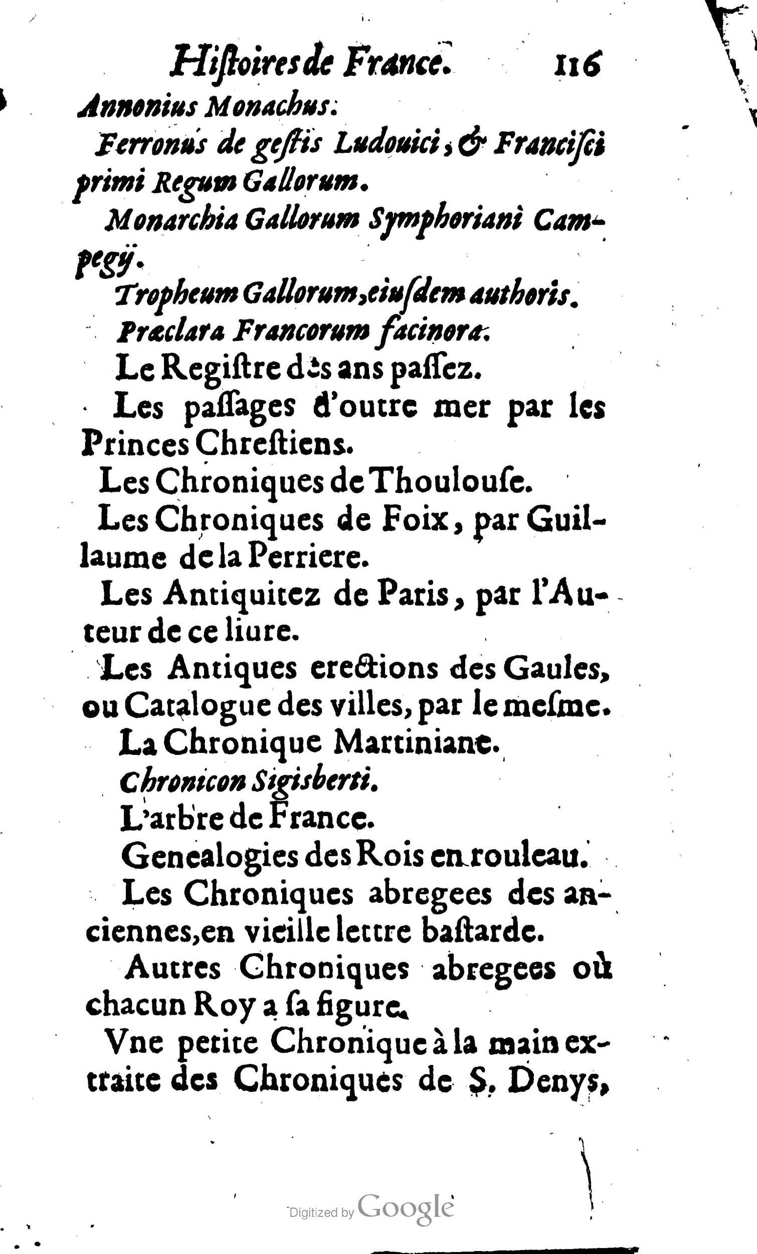 1619 - Jean Corrozet - Trésor des histoires de France - BSB Munich