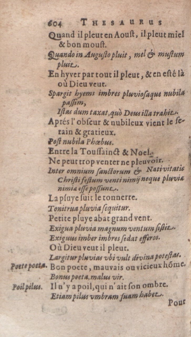 1612 - Dominicus Custos - Trésor des proverbes français  - Bibliopol-Olomuc