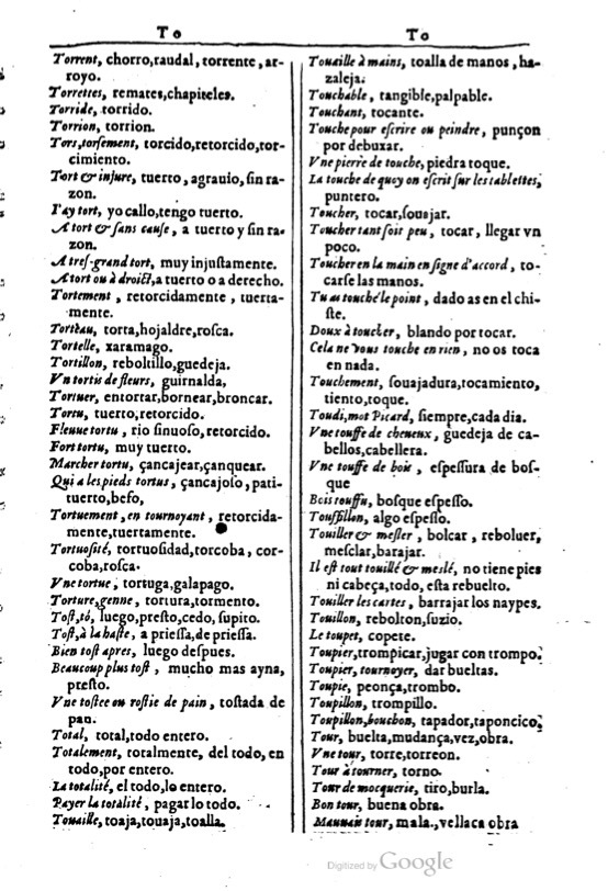 1616 - Veuve Marc Orry - Trésor des deux langues espagnole et française (Première et Seconde parties) - BM Lyon