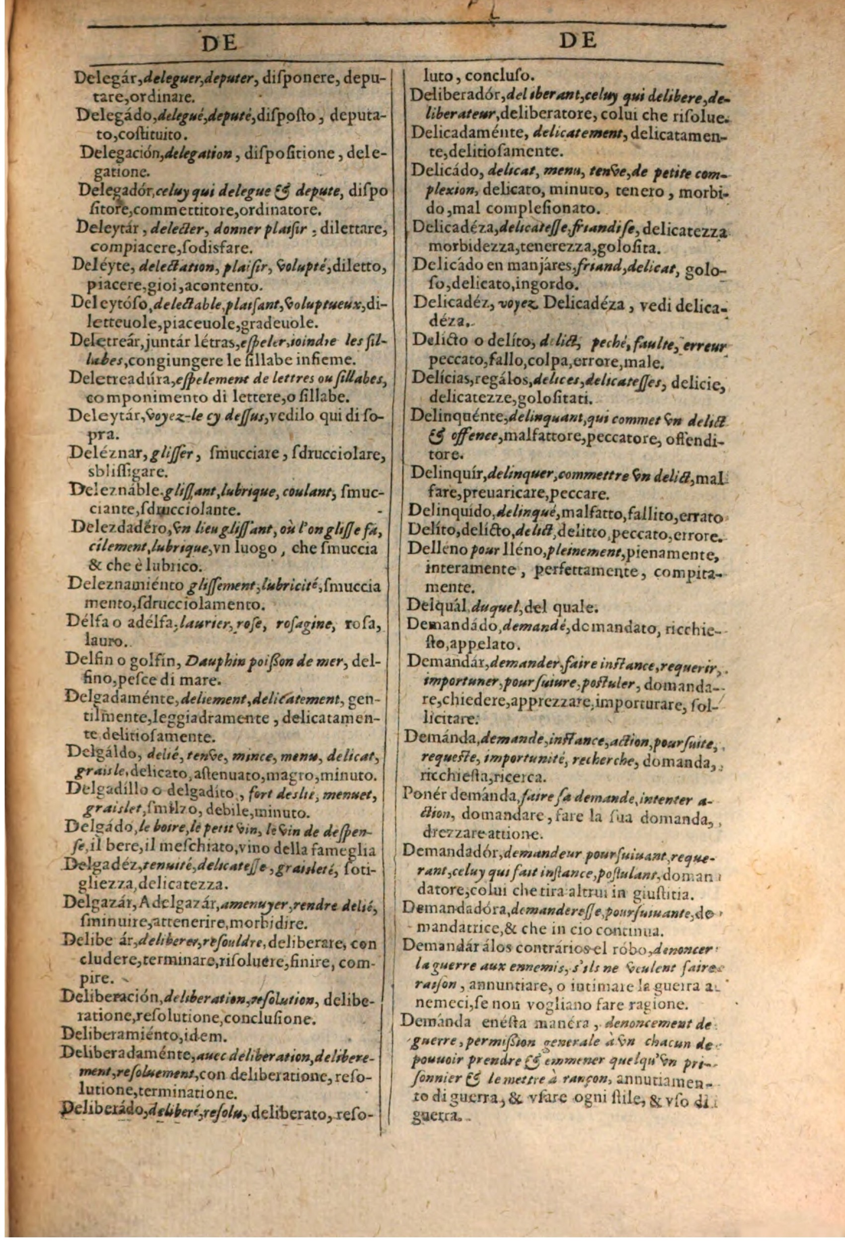 1609 - Philippe Albert et Alexandre Pernet - Trésor des trois langues française, italienne et espagnole (Première partie) - BSB Munich