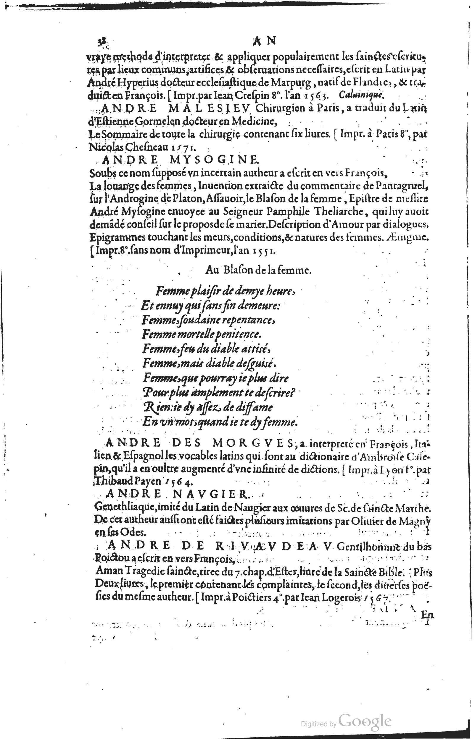 1585 - Barthélemy Honorat - Bibliothèques françaises - BSB Munich
