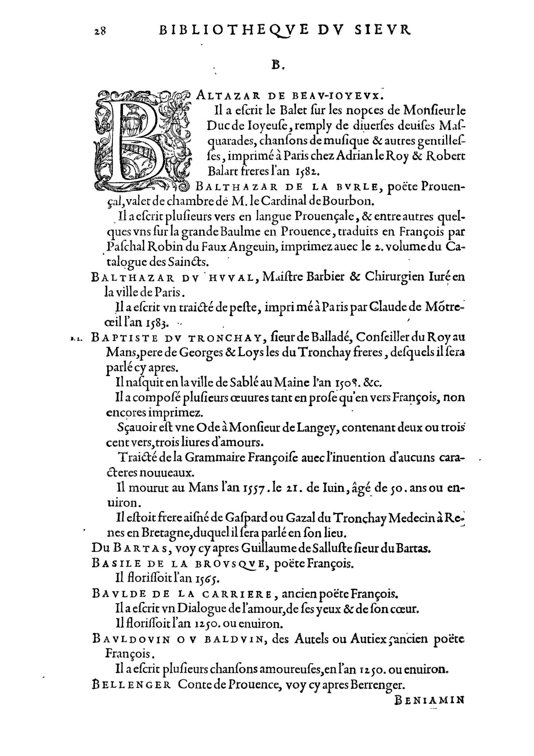 1584 - Abel L&#039;Angelier - Bibliothèques françaises - BnF