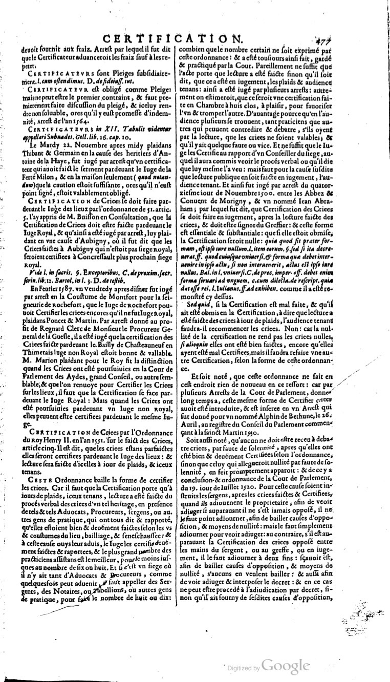 1629 - Veuve Nicolas Buon - Trésor du droit français (21754 T. 1) - BM Lyon