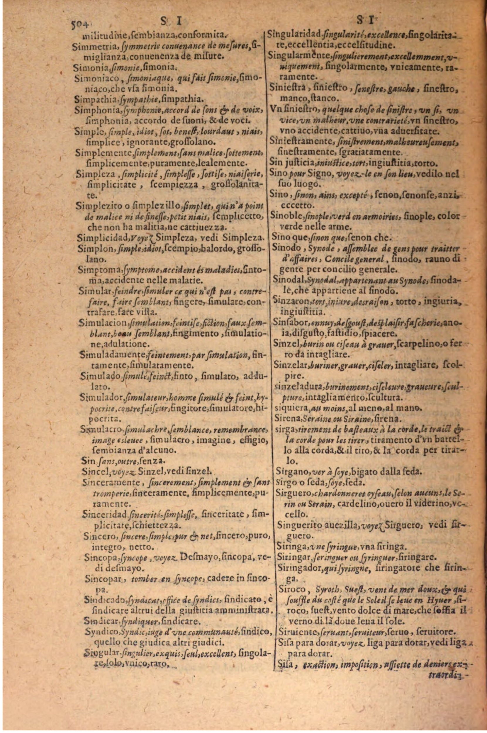 1606 - Samuel Crespin - Thresor des trois langues, francoise, italiene et espagnolle - BSB Munich