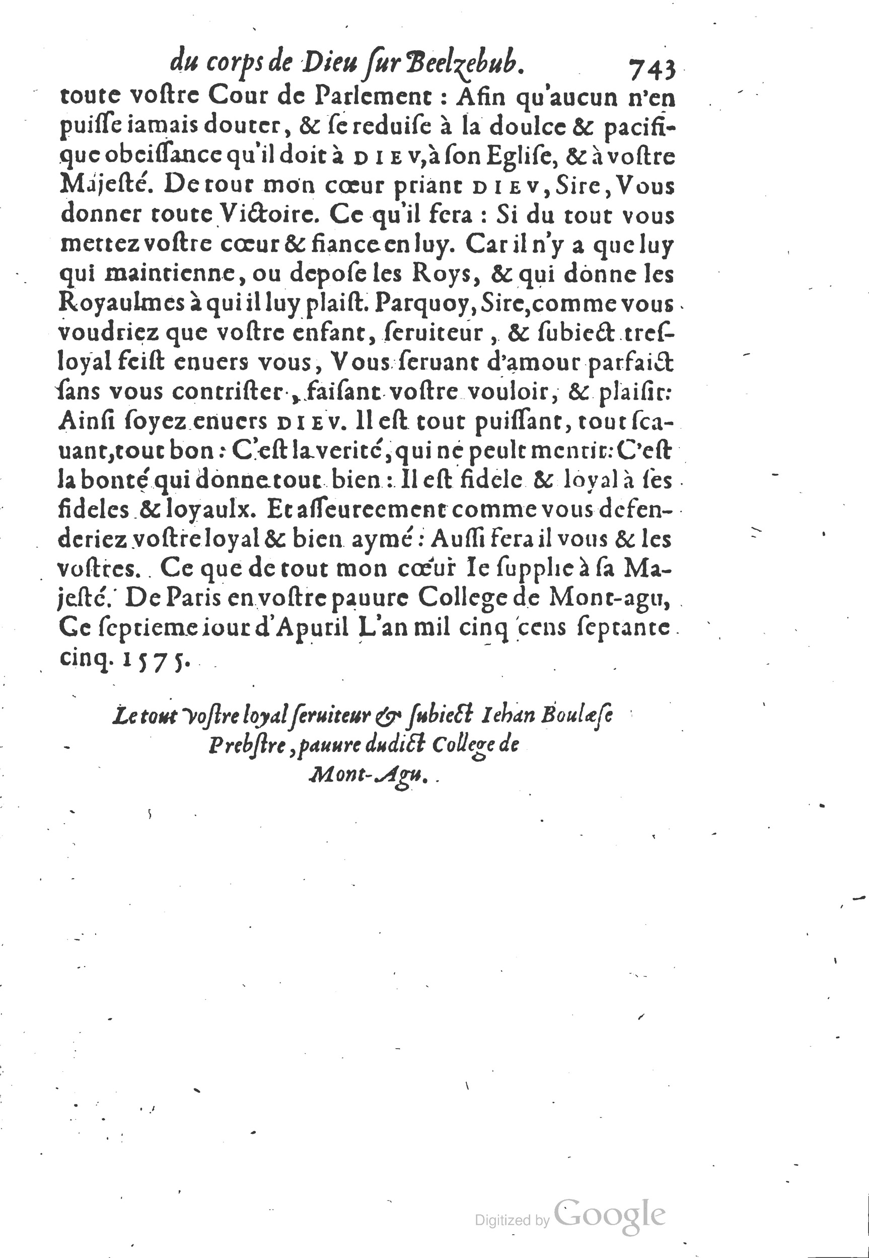 1578 - Nicolas Chesneau - Trésor et entière histoire de la triomphante victoire du corps de Dieu sur l’esprit malin - British Library