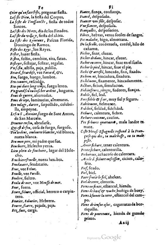1621 - Adrian Tiffaine - Trésor des deux langues espagnole et française - BM Lyon
