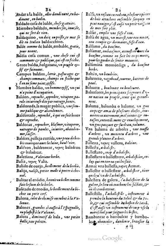 1621 - Adrian Tiffaine - Trésor des deux langues espagnole et française - BM Lyon