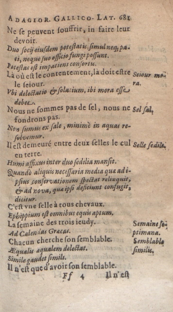 1612 - Dominicus Custos - Trésor des proverbes français  - Bibliopol-Olomuc