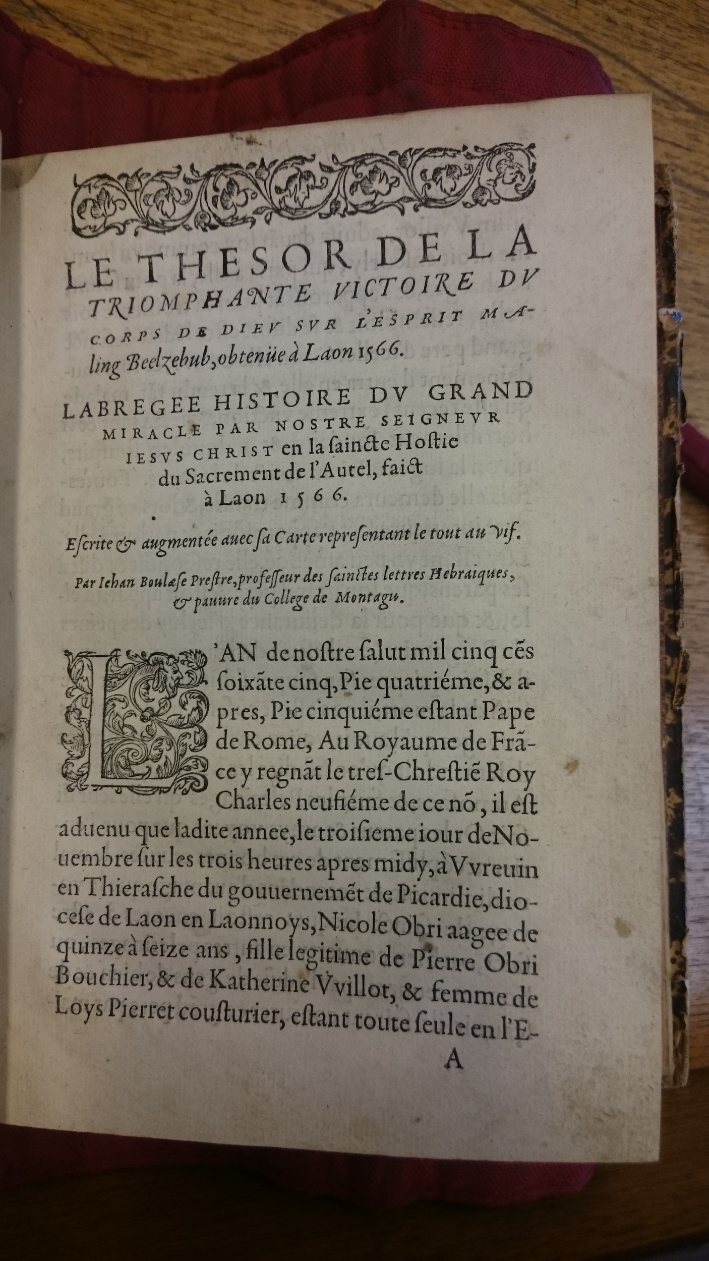 1578 - Nicolas Chesneau - Trésor et entière histoire de la triomphante victoire du corps de Dieu sur l’esprit malin - BM Lyon