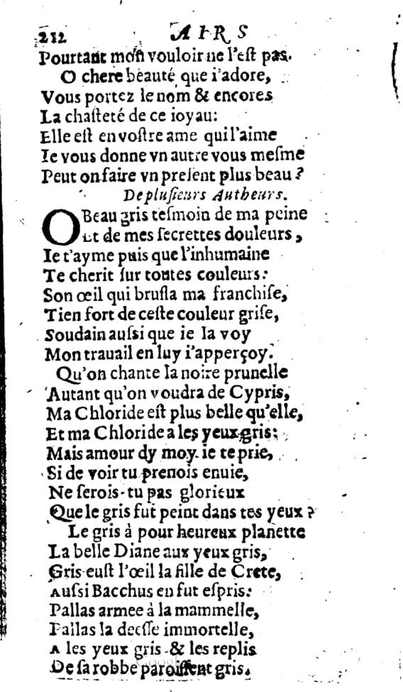 1606 - Théodore Reinsart - Trésor des chansons amoureuses recueillies des plus excellents airs de cour - Livre I - NK ČR Prague
