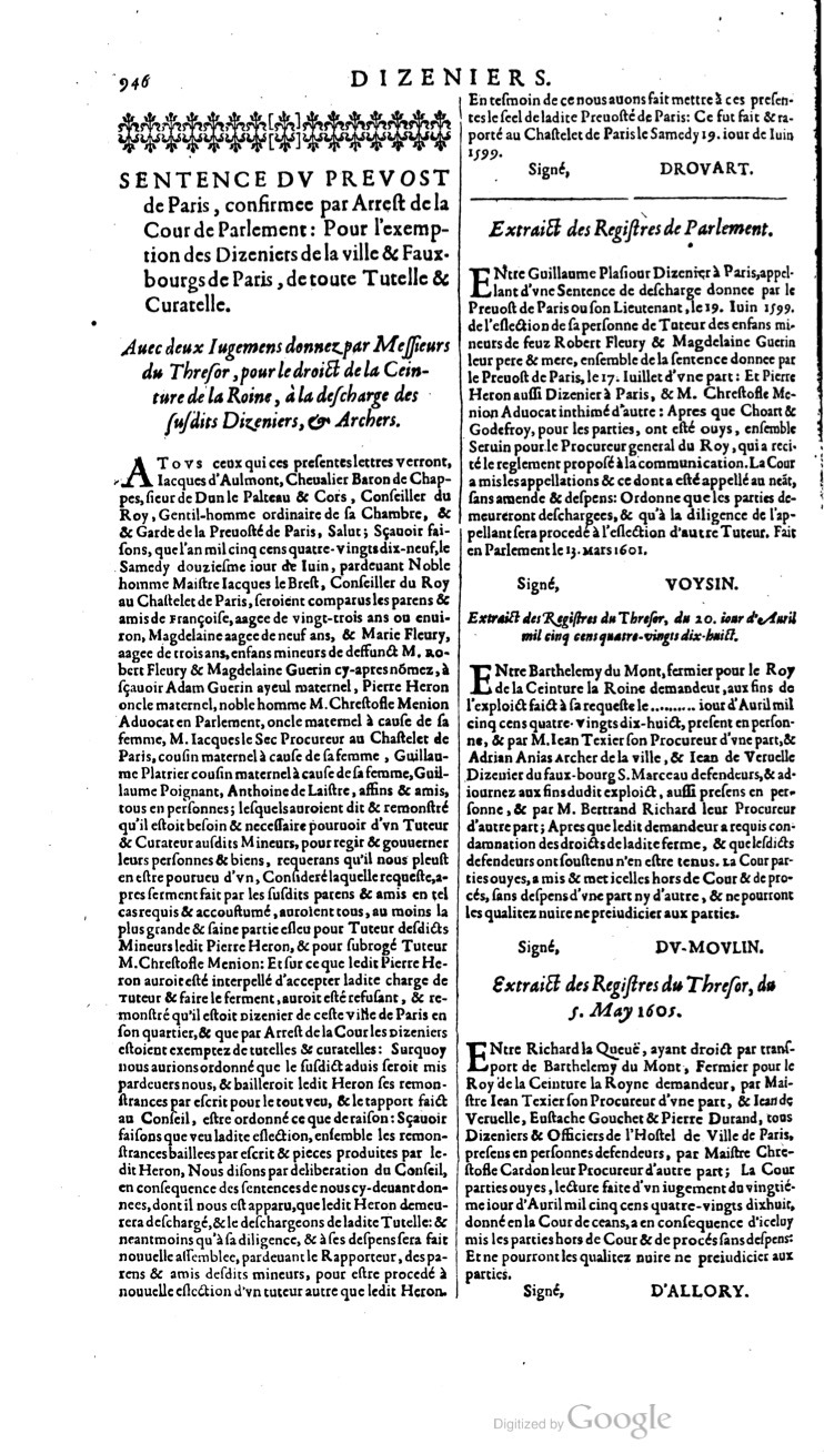 1629 - Veuve Nicolas Buon - Trésor du droit français (21754 T. 1) - BM Lyon