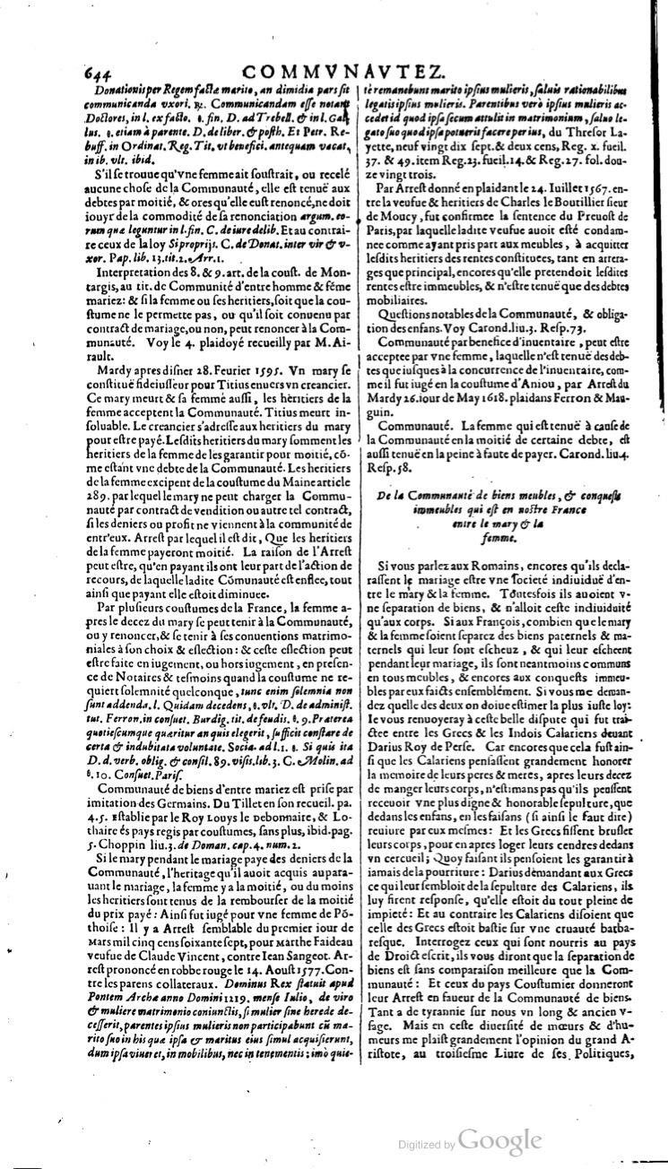 1629 - Veuve Nicolas Buon - Trésor du droit français (21754 T. 1) - BM Lyon