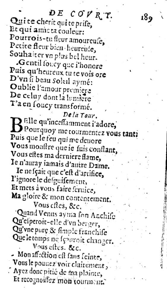 1606 - Théodore Reinsart - Trésor des chansons amoureuses recueillies des plus excellents airs de cour - Livre I - NK ČR Prague