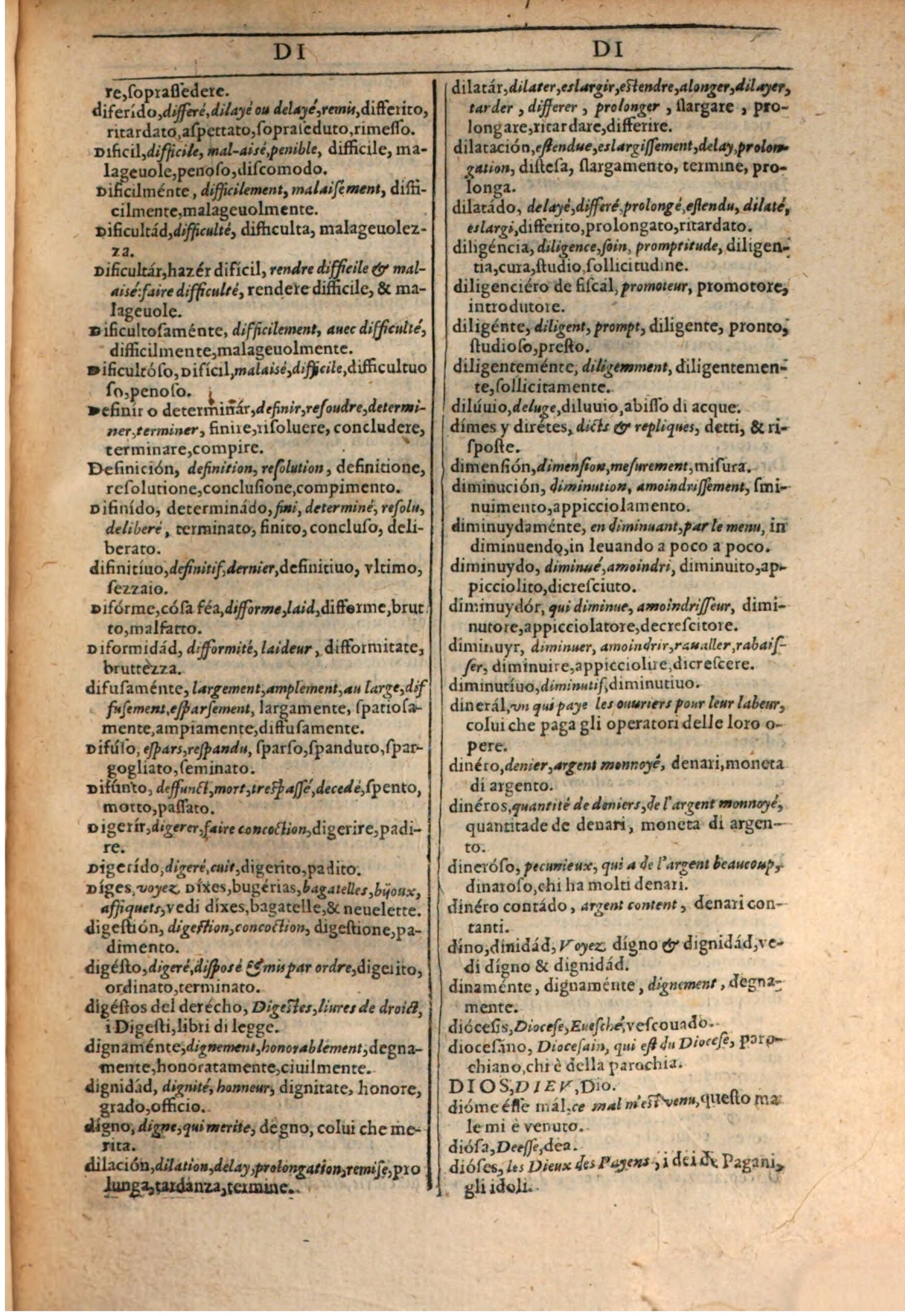 1609 - Philippe Albert et Alexandre Pernet - Trésor des trois langues française, italienne et espagnole (Première partie) - BSB Munich