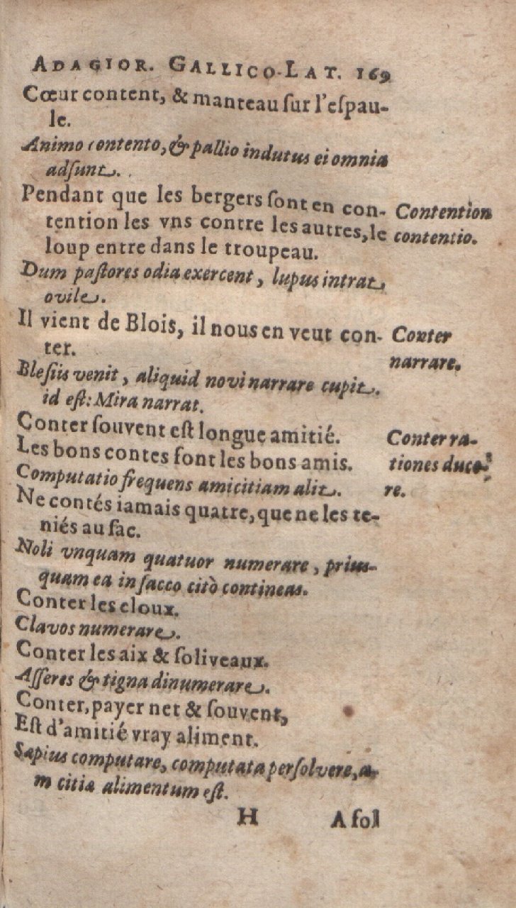 1612 - Dominicus Custos - Trésor des proverbes français  - Bibliopol-Olomuc